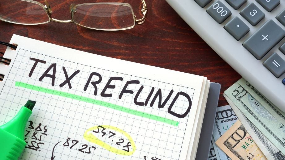 Tax refund document including simple math for tax calculations